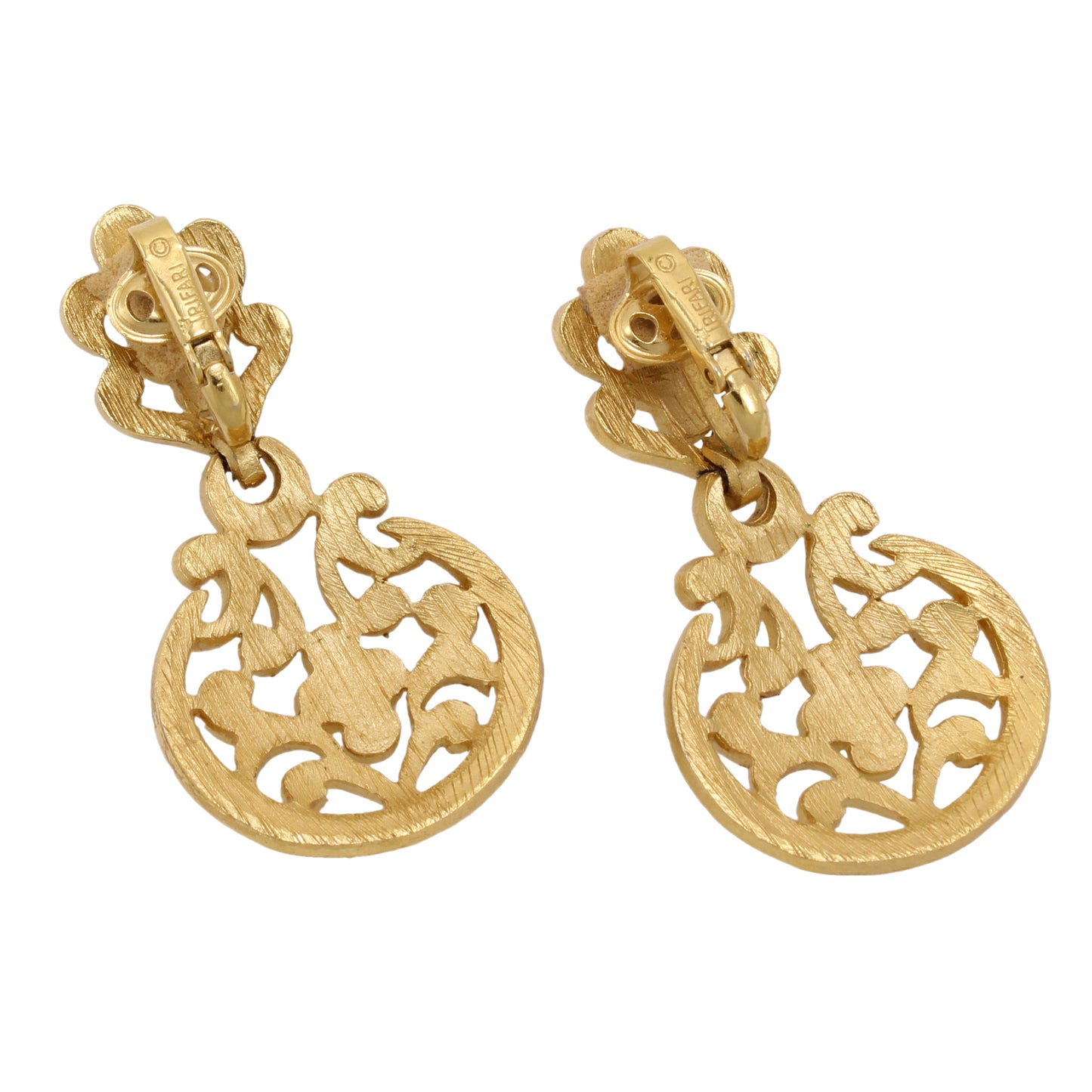 Trifari Meenakari Style Enamel Earrings Back