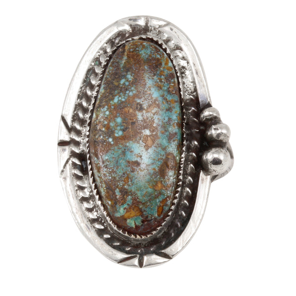 Native American Turquoise Sterling Ring Front