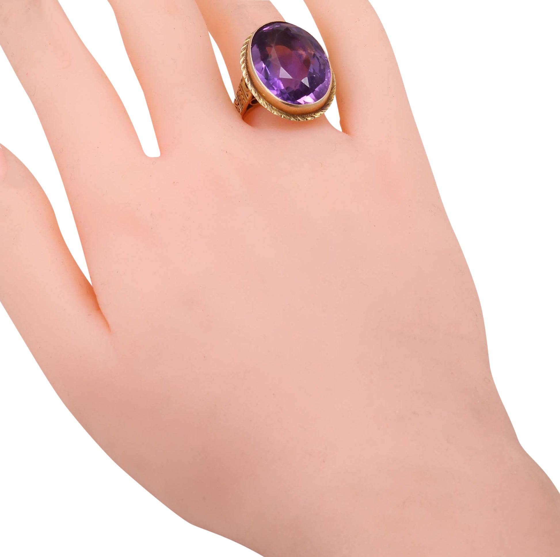 Victorian Amethyst 10k Yellow Gold Ring Worn