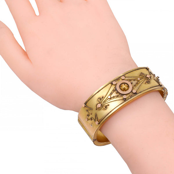 Victorian Gold Filled Etruscan Revival Bracelet Worn