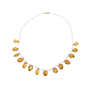 Victorian Seed Pearl & Citrine 14k Gold Necklace