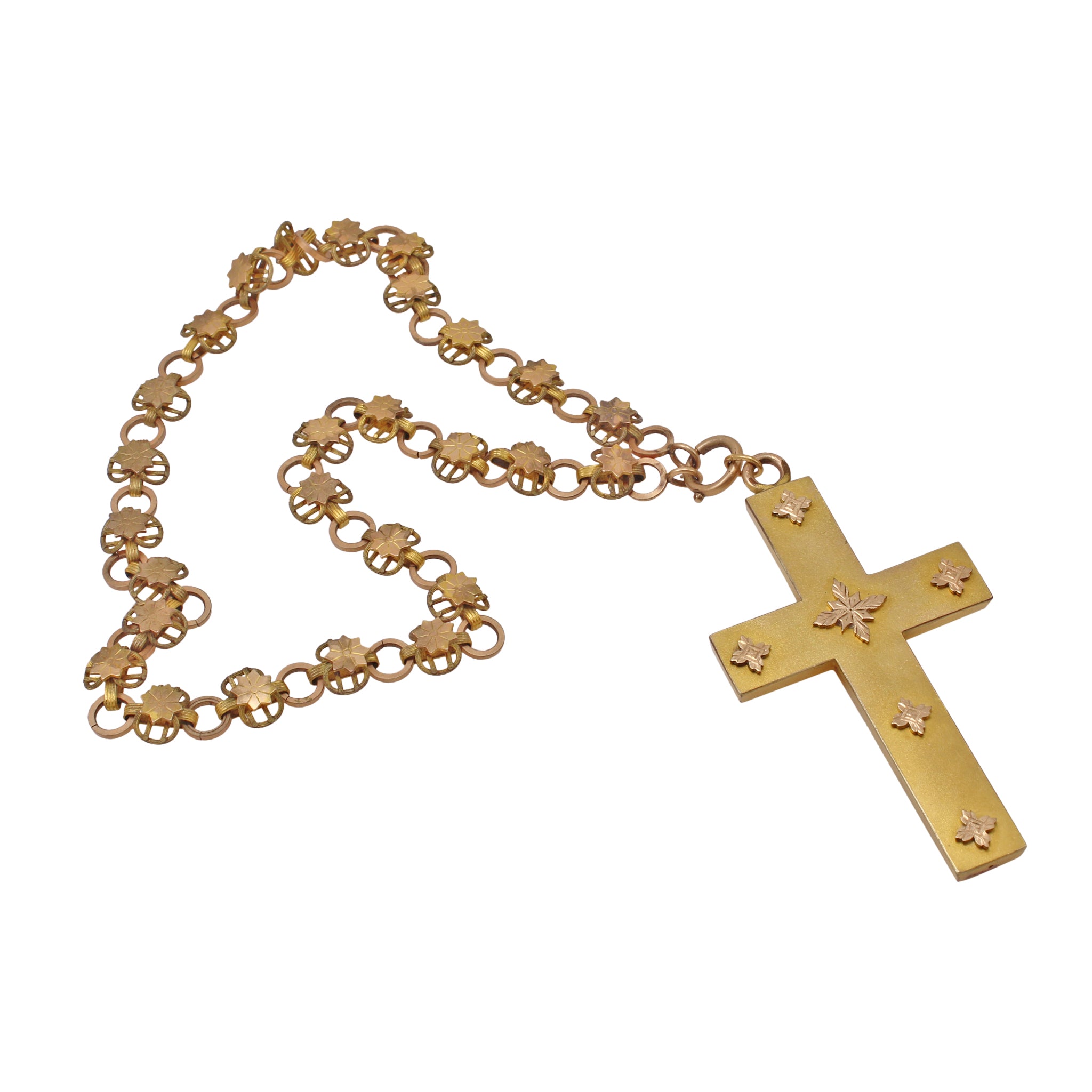 Victorian Large Cross Pendant/Pin with Chain Front