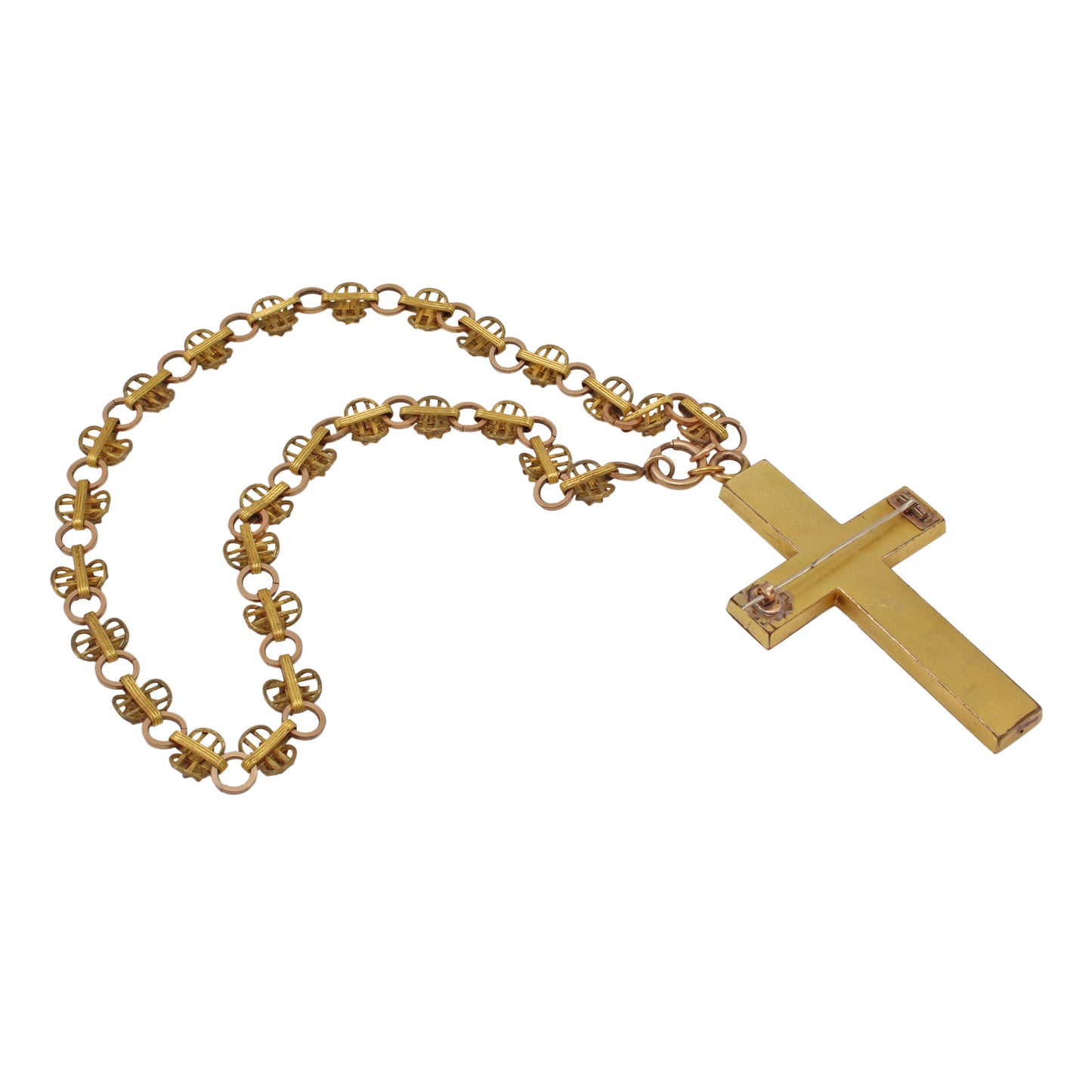 Victorian Large Cross Pendant/Pin with Chain Back