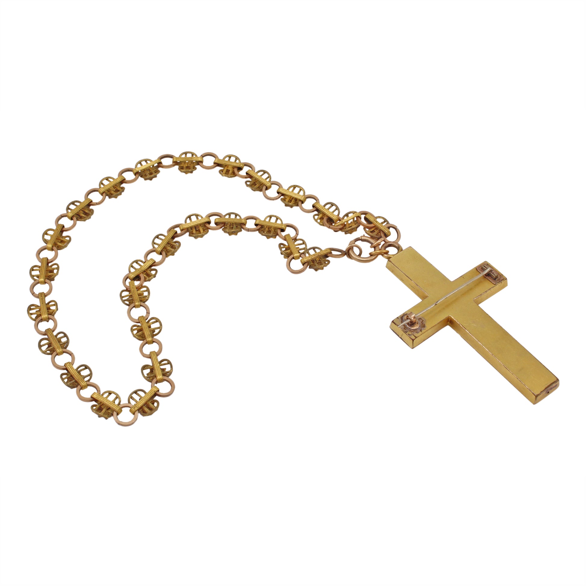Victorian Large Cross Pendant/Pin with Chain Back