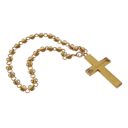 Victorian Large Cross Pendant/Pin with Chain Back