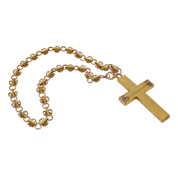 Victorian Large Cross Pendant/Pin with Chain Back