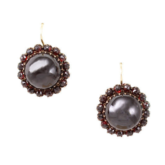 Victorian Bohemian Garnet Earrings, 14k hooks Front