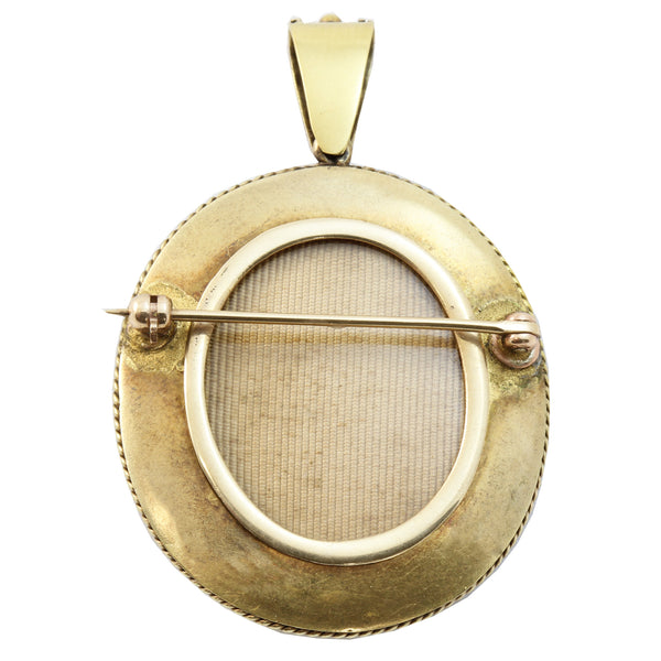Victorian 14k Gold & Banded Agate Locket Pendant Back