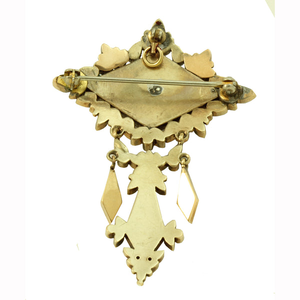 Victorian 14k Gold & Onyx Pendant/Pin Back
