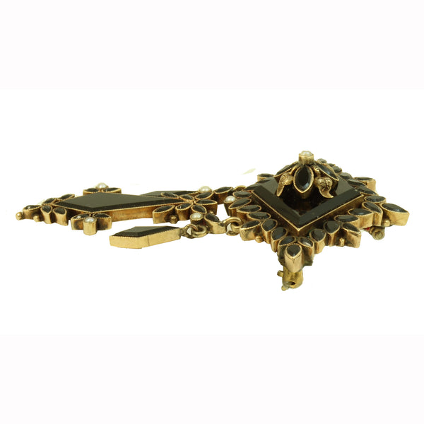 Victorian 14k Gold & Onyx Pendant/Pin Side
