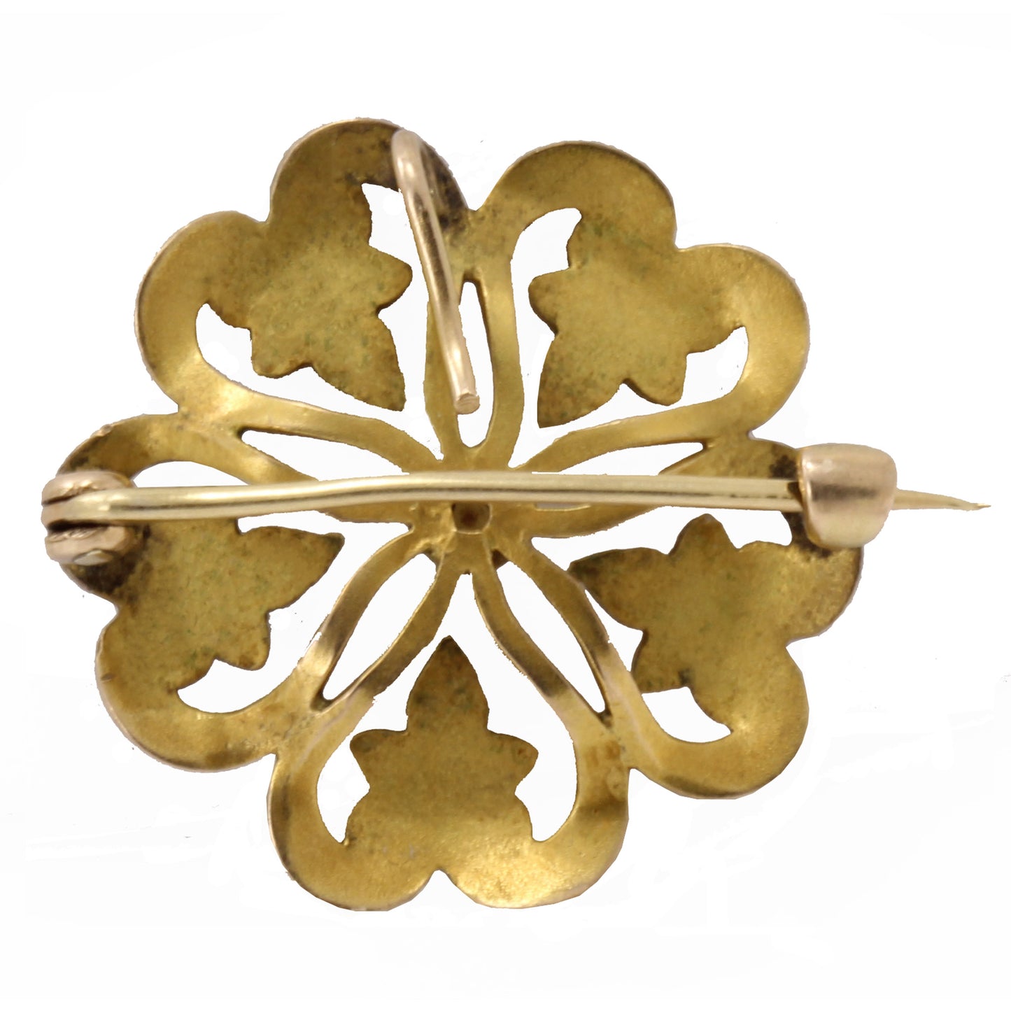 Antique Victorian 12k Yellow Gold and Pearl Watch Pin/Pendant Back