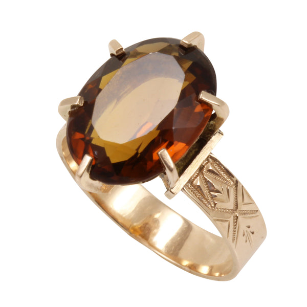 Victorian Quartz Stone 12k Gold Ring