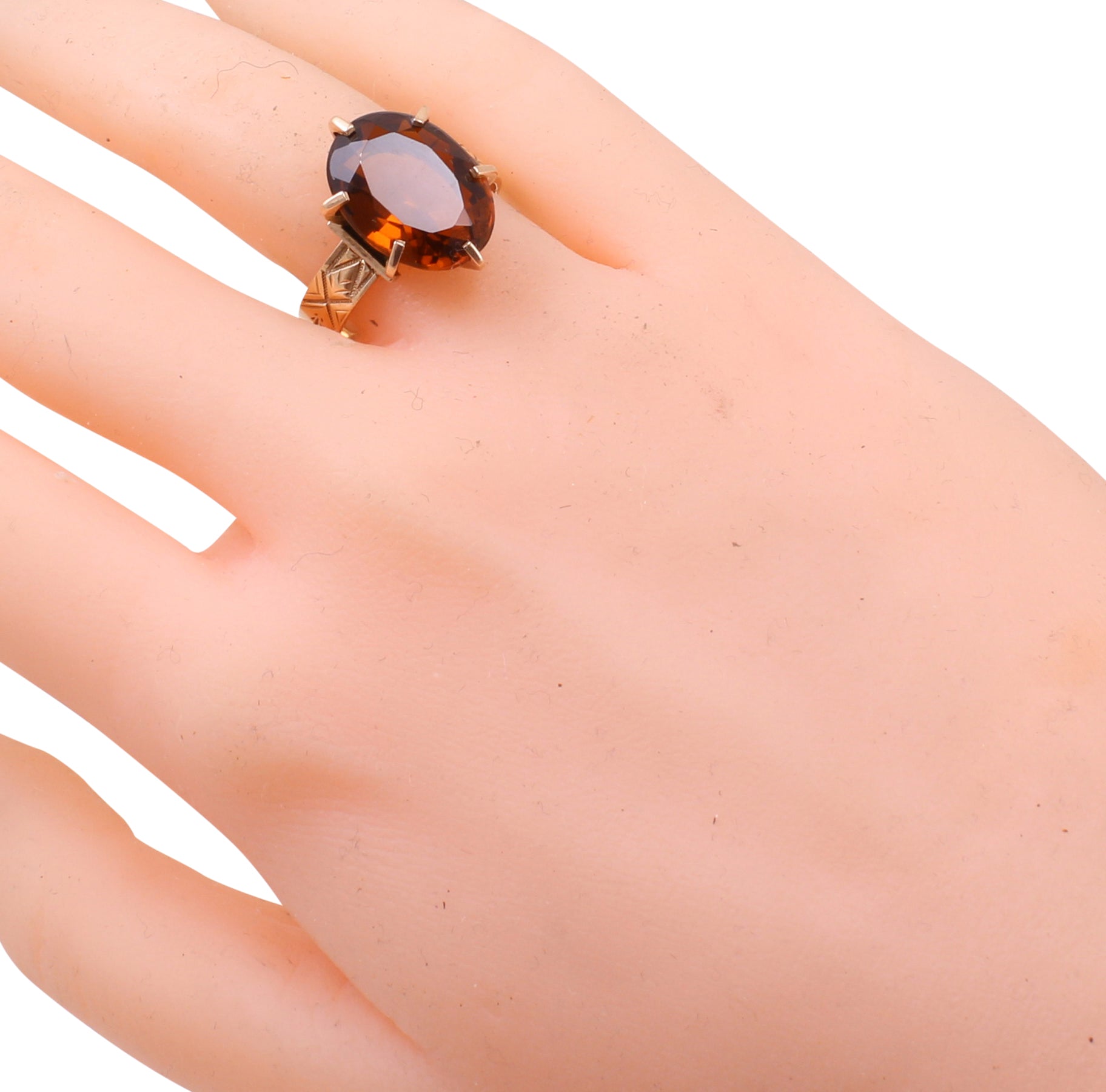 Victorian Quartz Stone 12k Gold Ring Worn