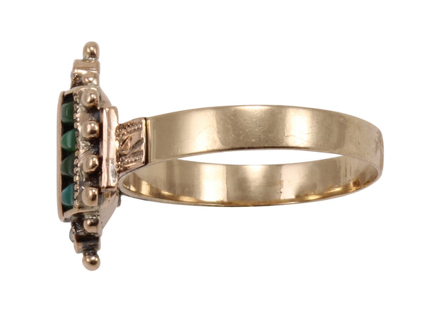 Turquoise and Pearl Victorian 14k Gold Ring