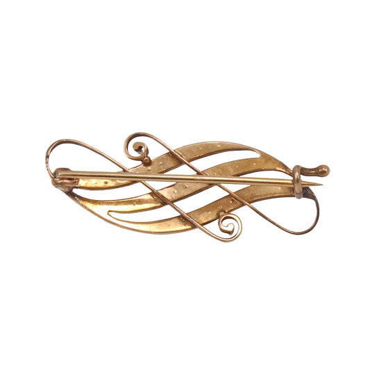 Victorian Pearl and Persion Turquiose 14k Gold Brooch Pin Back