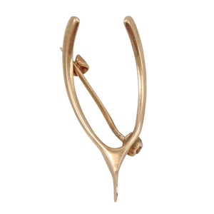 Victorian 10k Yellow Gold Wishbone Pin/Brooch Front
