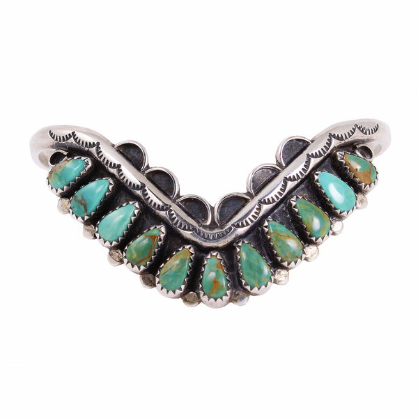 Zuni Turquoise Sterling Silver Bracelet Front