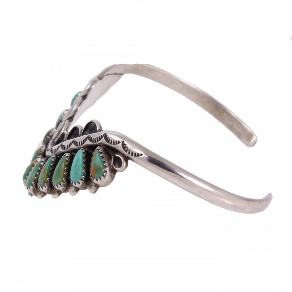 Zuni Turquoise Sterling Silver Bracelet Side