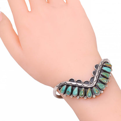 Zuni Turquoise Sterling Silver Bracelet Worn