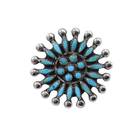 Zuni Turquoise Needlepoint Sterling Pin/Brooch Front