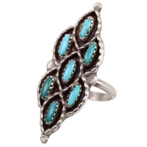 Zuni Turquoise and Sterling Vintage Ring  Front
