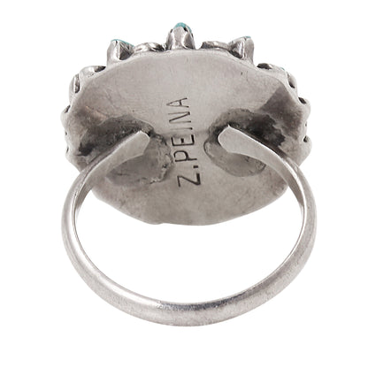Ethel & Zigmond Peina Zuni Sterling Turquoise Ring Back