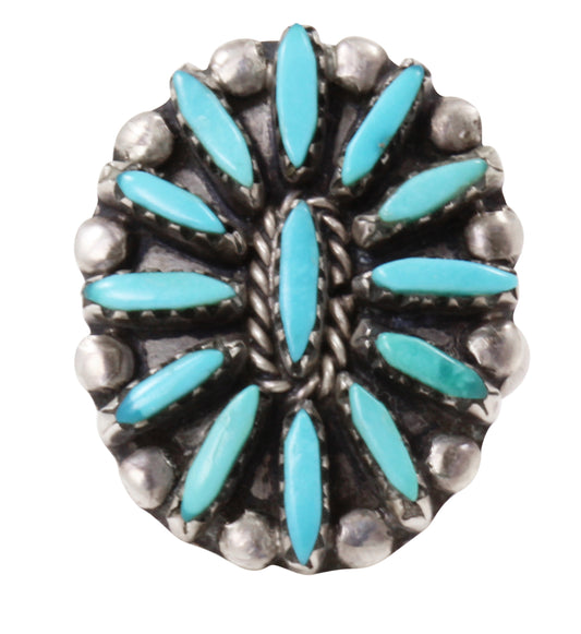 Ethel & Zigmond Peina Zuni Sterling Turquoise Ring Front
