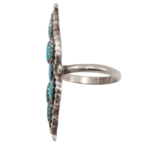 Zuni Turquoise and Sterling Vintage Ring  Side